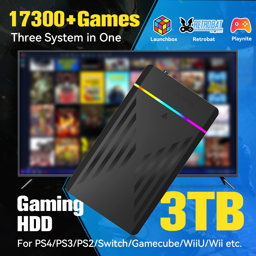 Retro Gaming Portable - 3TB Portable Gaming HDD LaunchBox/Retrobat/Playnite Retro